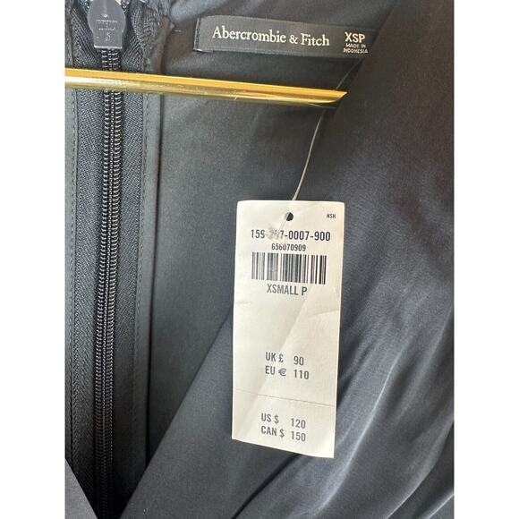 NWT Abercrombie & Fitch Angel Sleeve Satin Jumpsuit Black XSP X-Small Petite - Picture 8 of 14